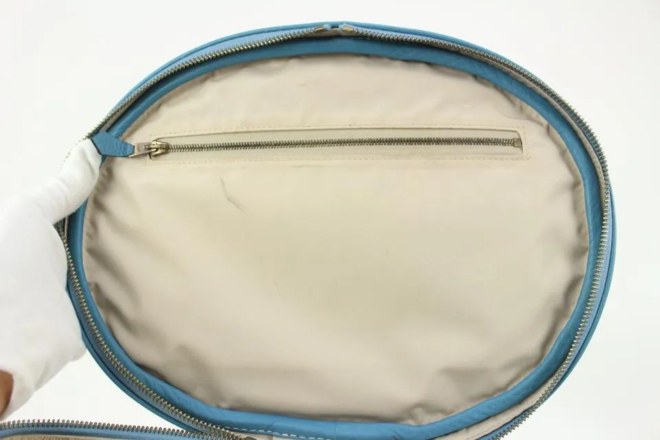 Hermès Blue Jean Leather x Toile Intercity Vanity Tote Bag 216her89