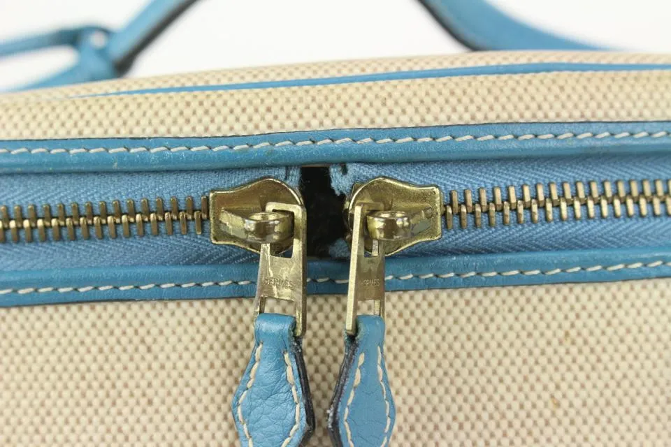 Hermès Blue Jean Leather x Toile Intercity Vanity Tote Bag 216her89