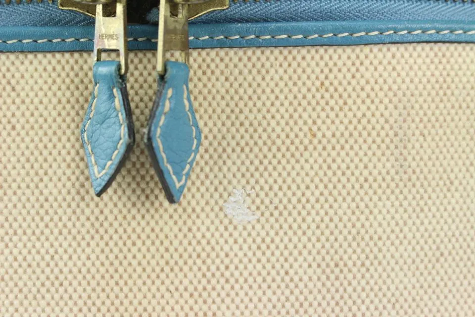 Hermès Blue Jean Leather x Toile Intercity Vanity Tote Bag 216her89