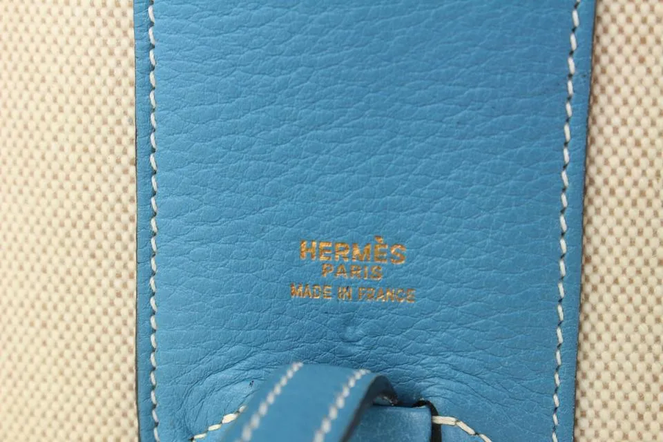Hermès Blue Jean Leather x Toile Intercity Vanity Tote Bag 216her89