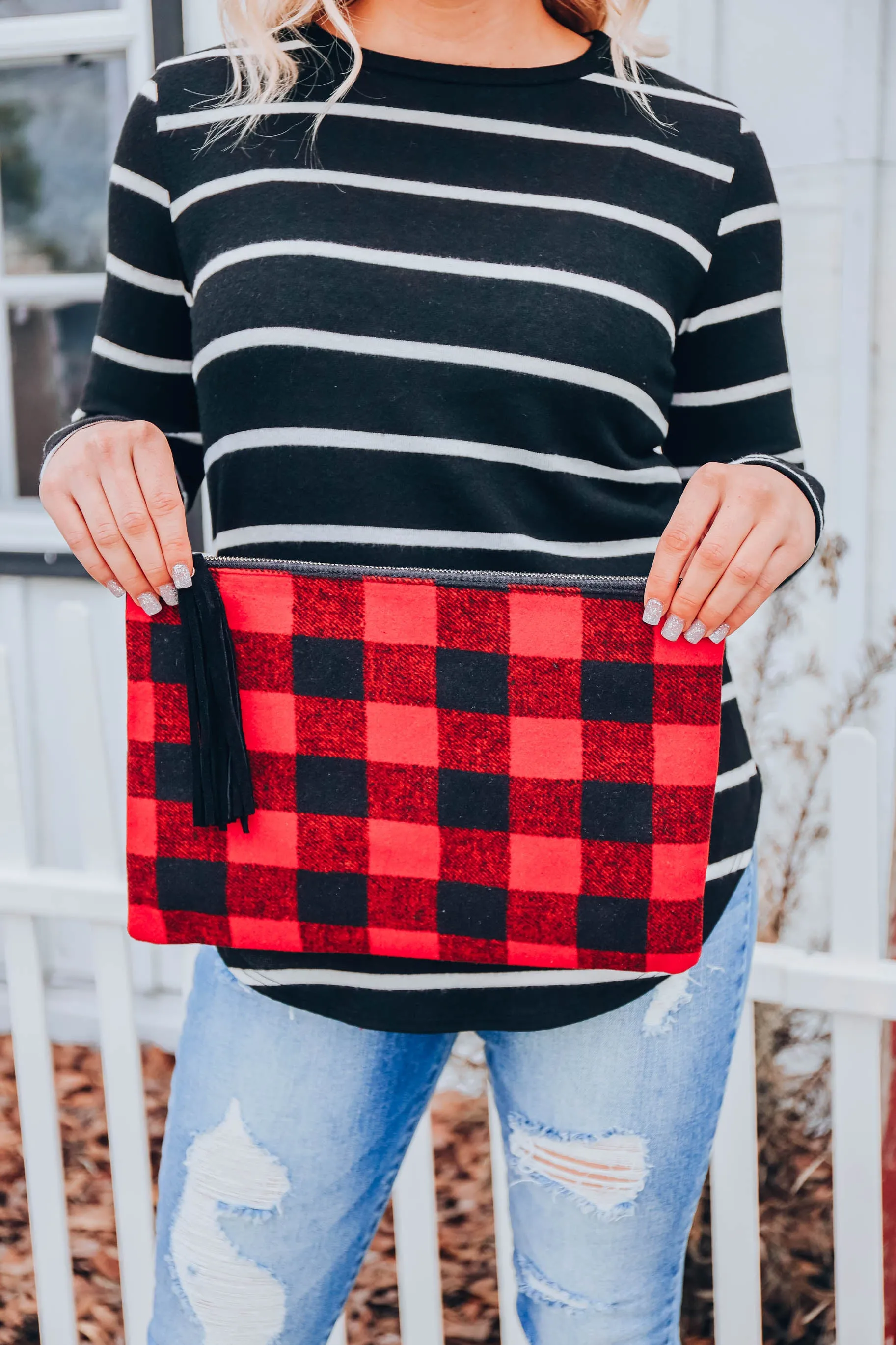 Holidays in the Hills Twill Clutch - Red