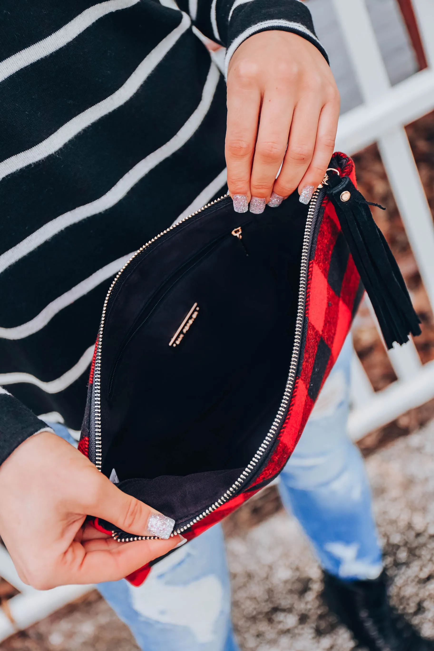 Holidays in the Hills Twill Clutch - Red