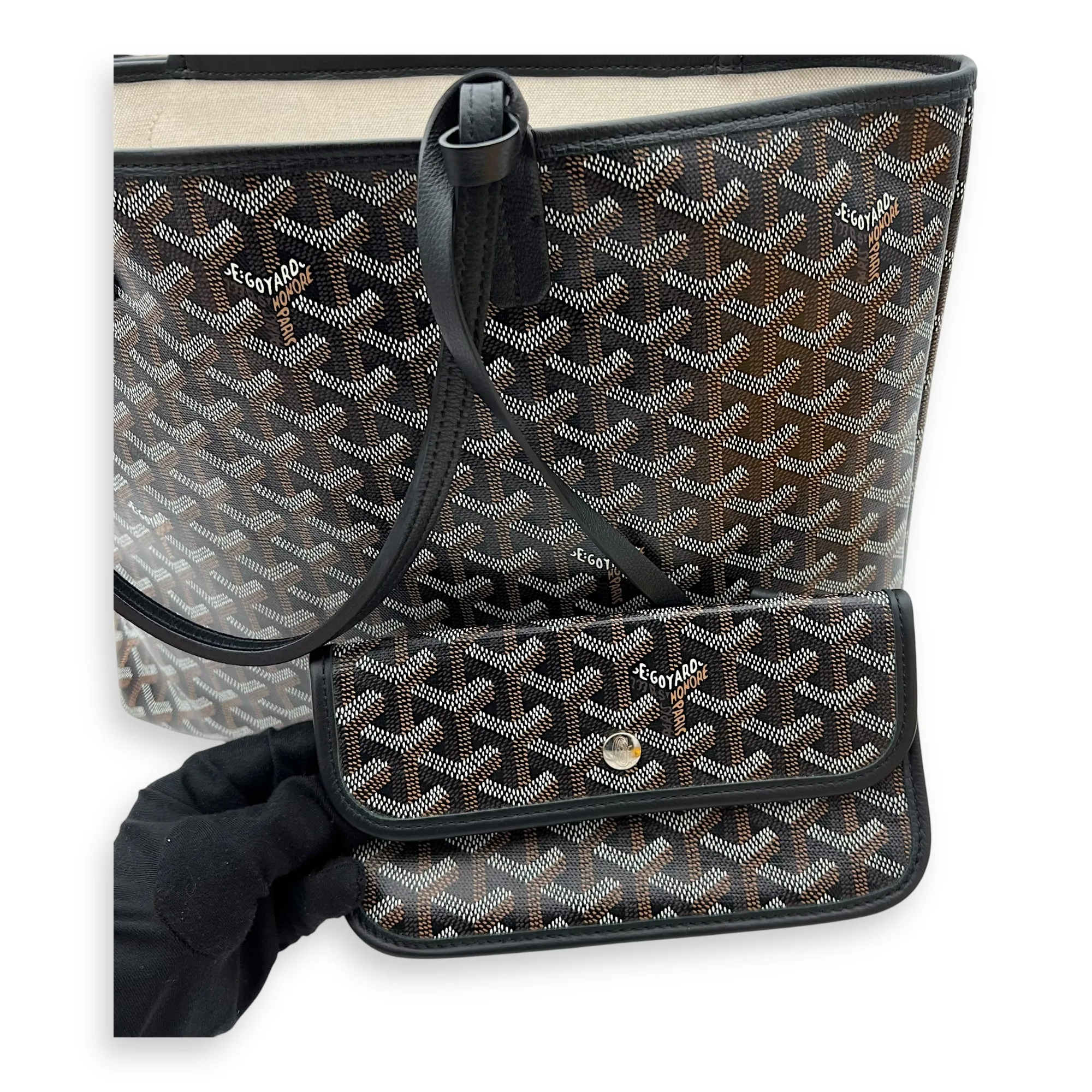 Isabelle PM Black Tote Bag in Coated Canvas, Silver hardware