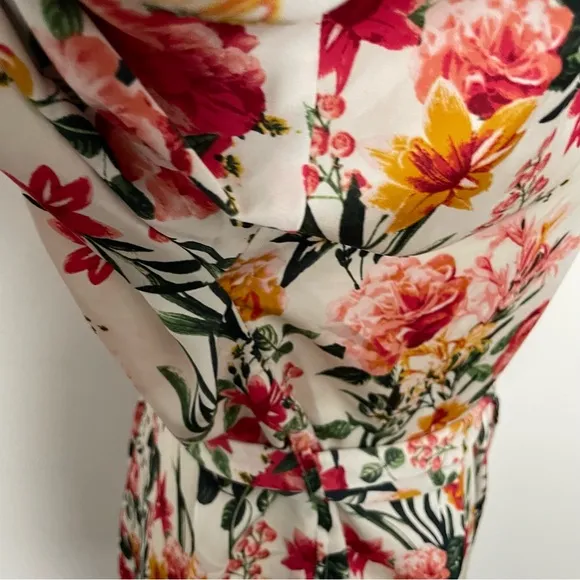 J Crew Robe Winter Garden Floral Botanical Eco Easy Luxe Pockets Red Pink Yellow