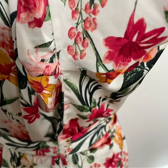 J Crew Robe Winter Garden Floral Botanical Eco Easy Luxe Pockets Red Pink Yellow