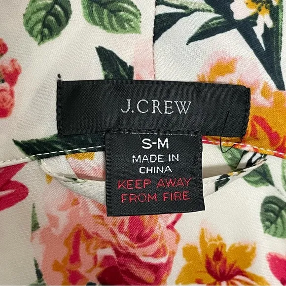 J Crew Robe Winter Garden Floral Botanical Eco Easy Luxe Pockets Red Pink Yellow