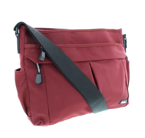 LA E/W TOP ZIP MULTI COMPARTMENTS SHOULDER BAG BUR