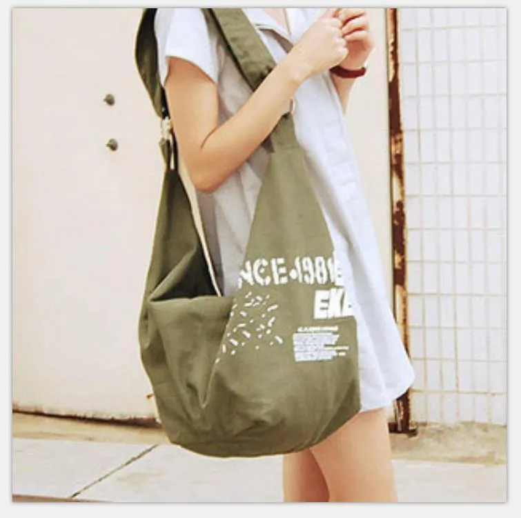 Ladies One Shoulder Diagonal Casual Canvas Satchel