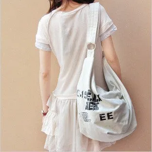 Ladies One Shoulder Diagonal Casual Canvas Satchel