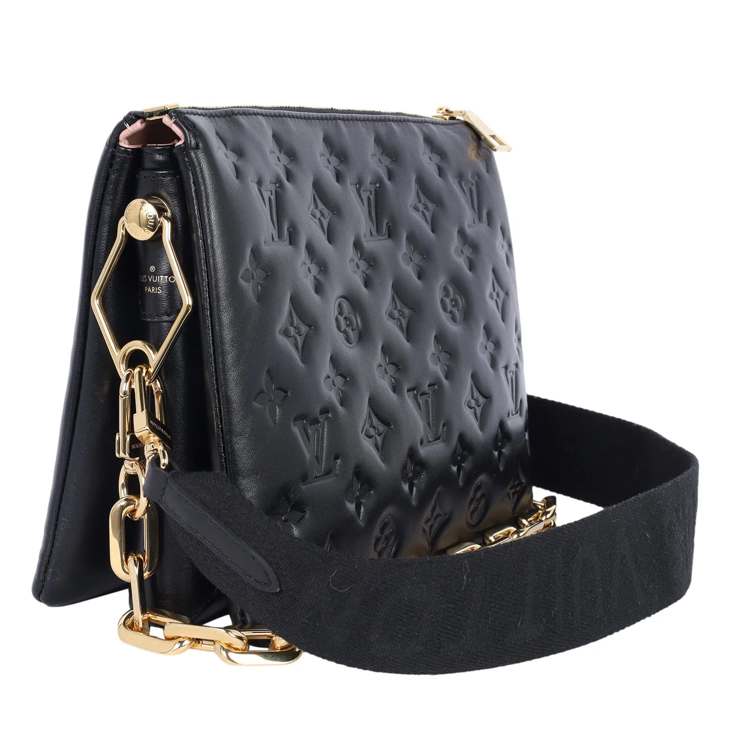 Lambskin Embossed Monogram Coussin PM Black
