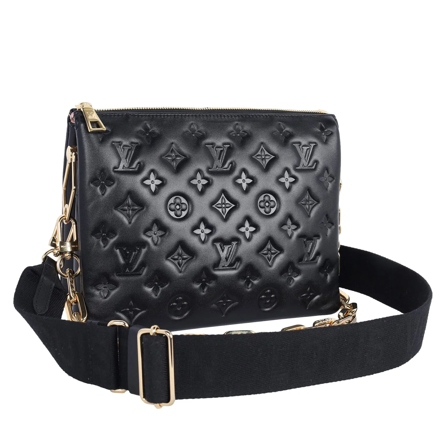 Lambskin Embossed Monogram Coussin PM Black