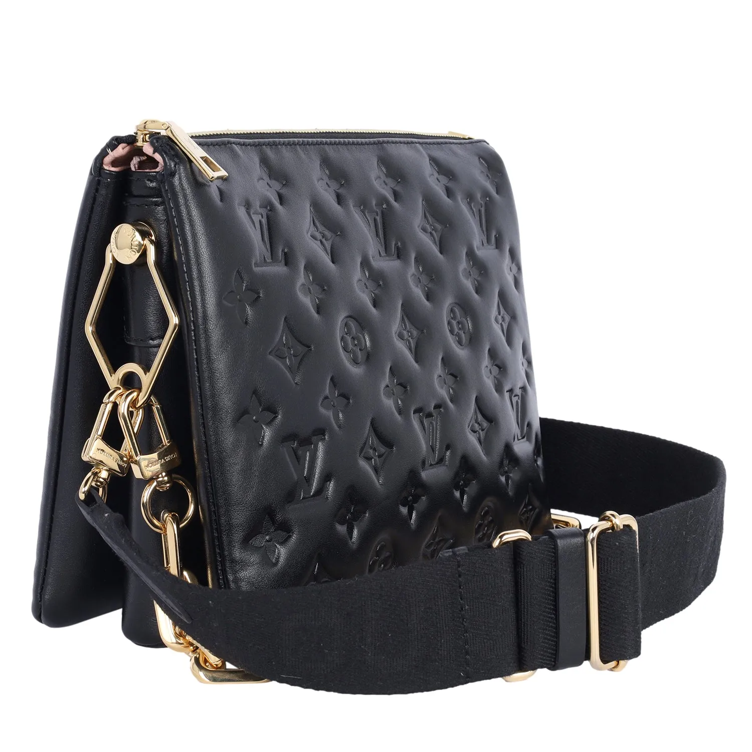 Lambskin Embossed Monogram Coussin PM Black