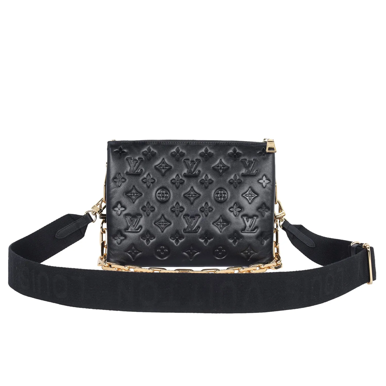 Lambskin Embossed Monogram Coussin PM Black
