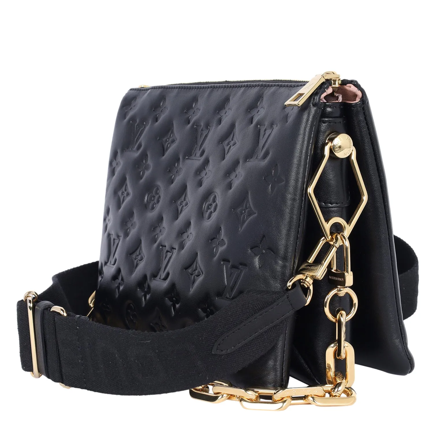 Lambskin Embossed Monogram Coussin PM Black