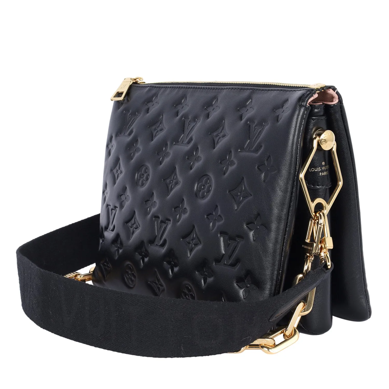 Lambskin Embossed Monogram Coussin PM Black