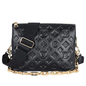 Lambskin Embossed Monogram Coussin PM Black