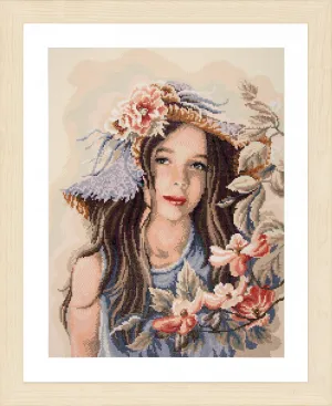 Lanarte Diamond Painting Kit Canvas Children Crafts 50x65 cm - Little Girl With Hat