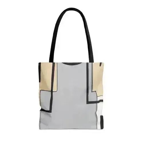Large Tote Bag Black Grey Abstract Pattern