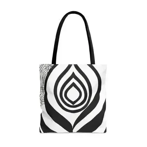 Large Tote Bag Floral Black Line Art Print 60110