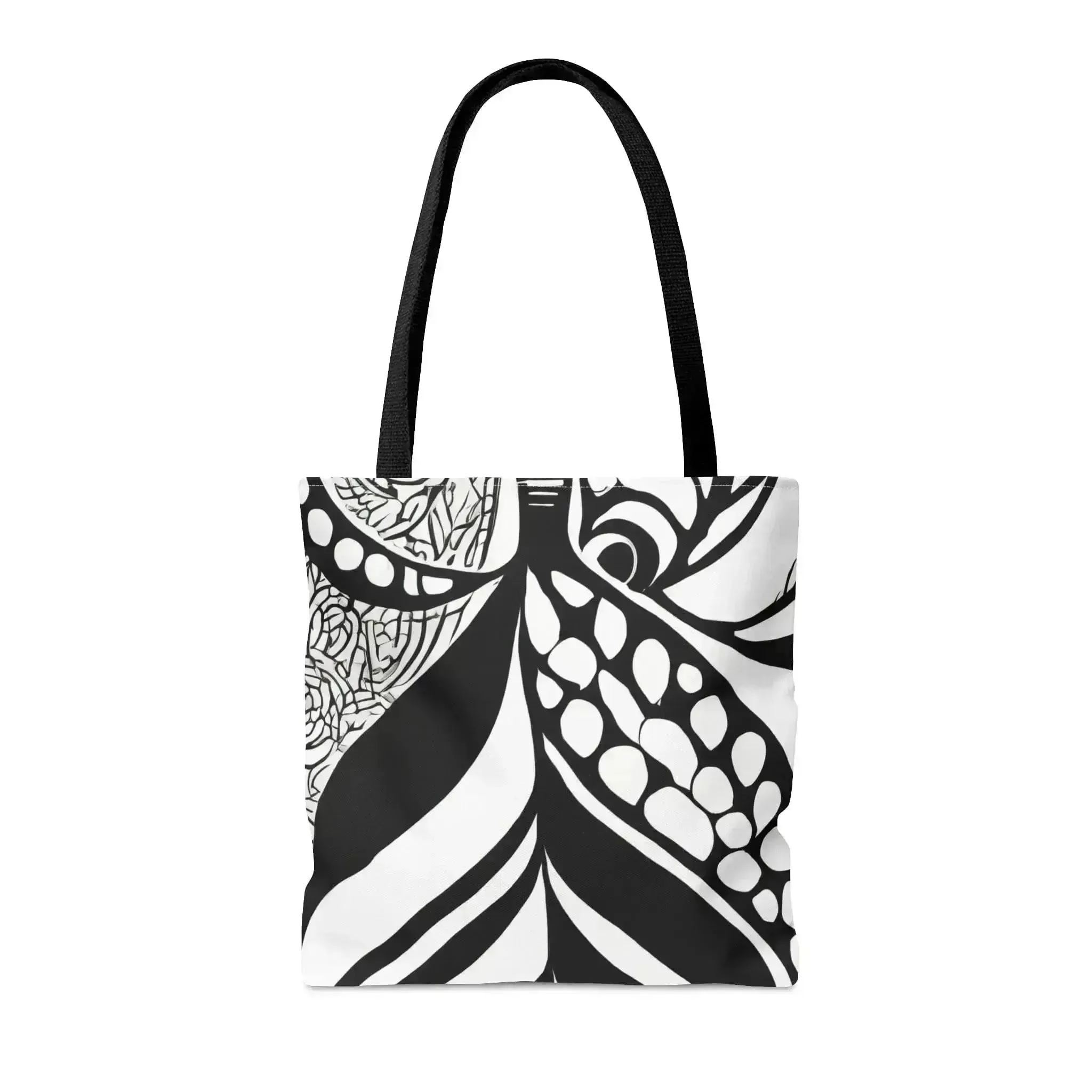 Large Tote Bag Floral Black Line Art Print 60110