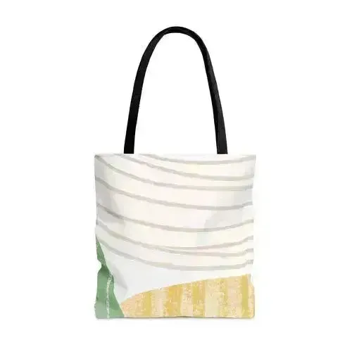 Large Tote Bag Green Textured Boho Pattern