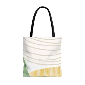 Large Tote Bag Green Textured Boho Pattern
