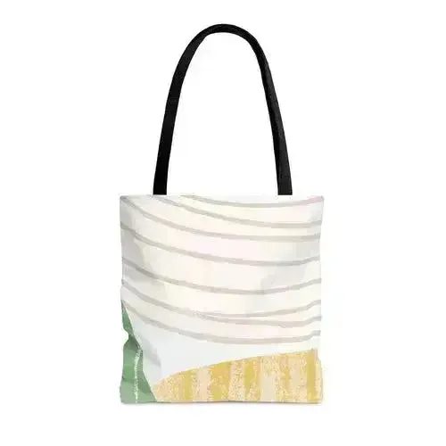 Large Tote Bag Green Textured Boho Pattern