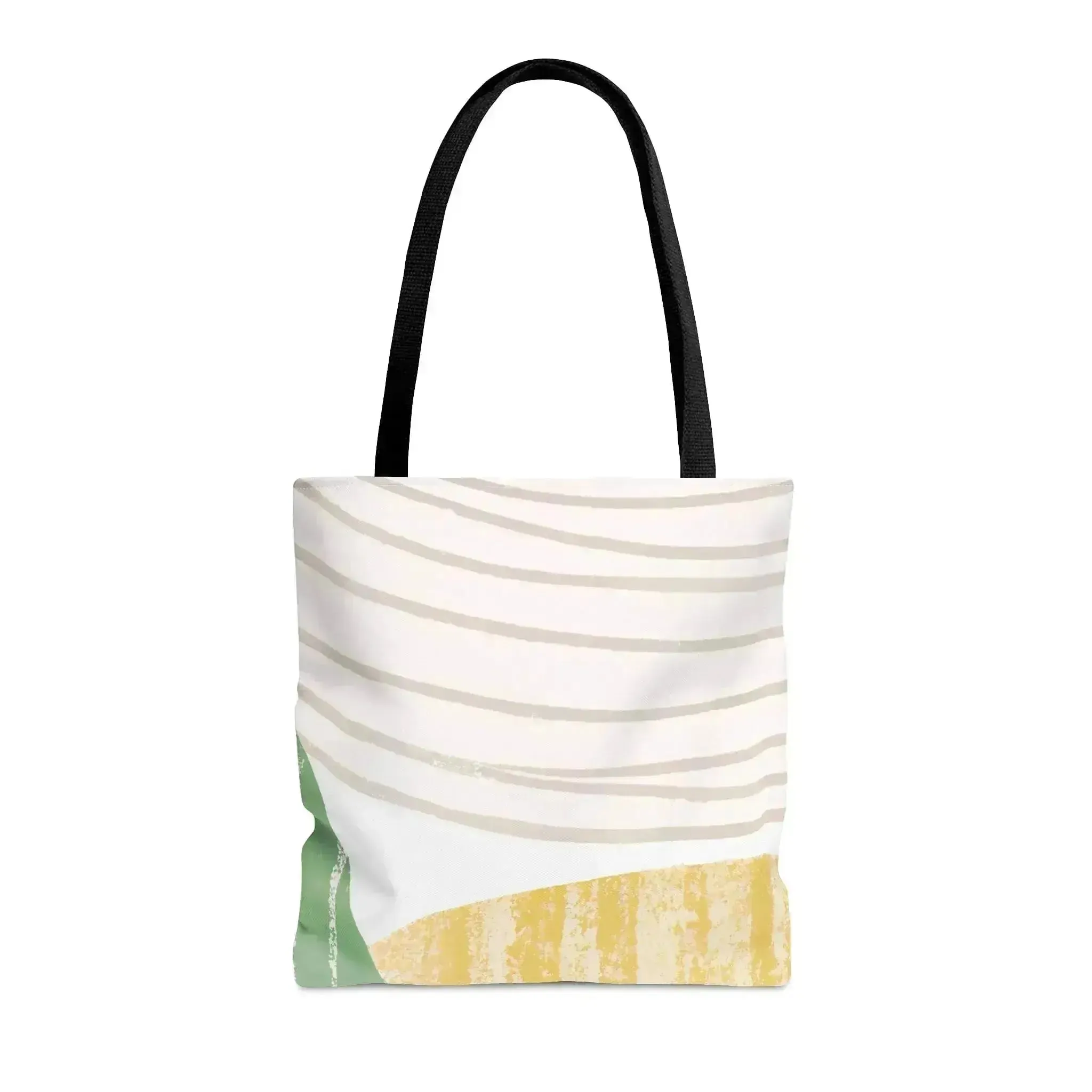Large Tote Bag Green Textured Boho Pattern