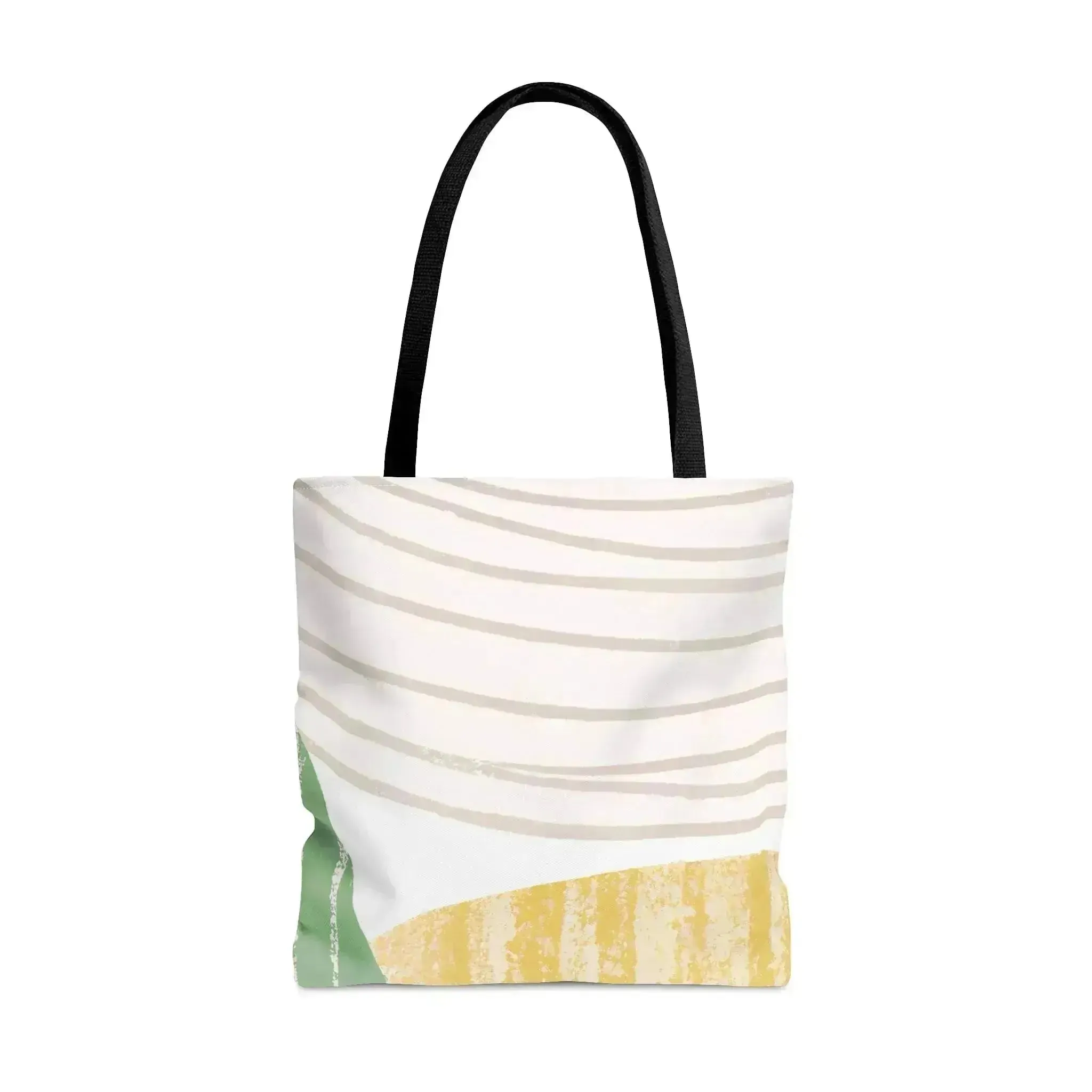 Large Tote Bag Green Textured Boho Pattern
