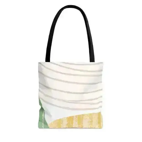 Large Tote Bag Green Textured Boho Pattern