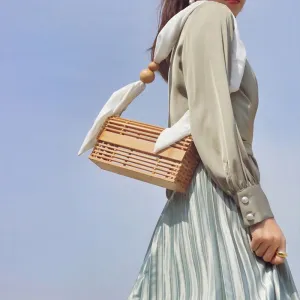 Lavina Bamboo Clutch with Fabric Straps