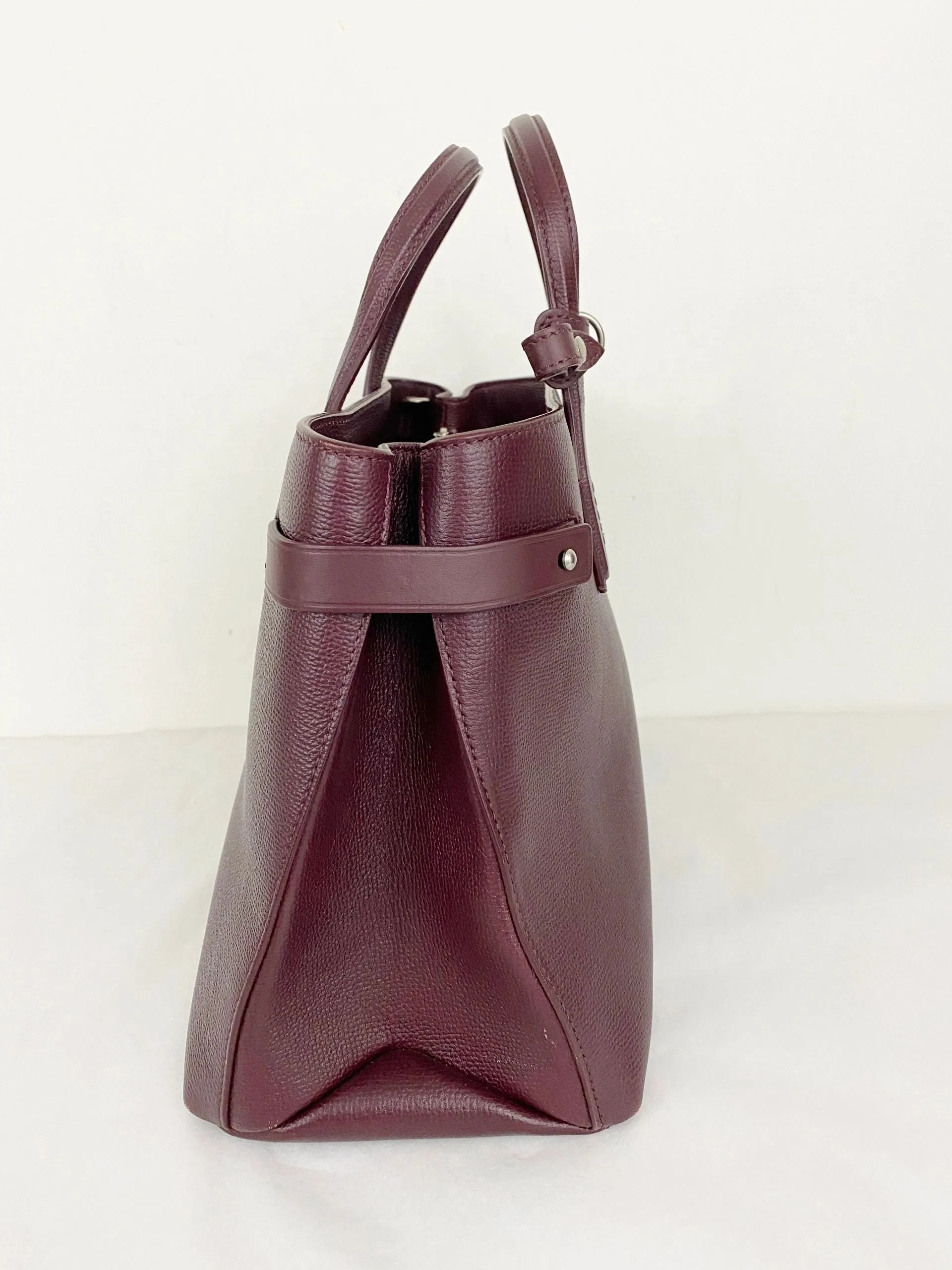 Leather Banner Tote W/ Check Strap