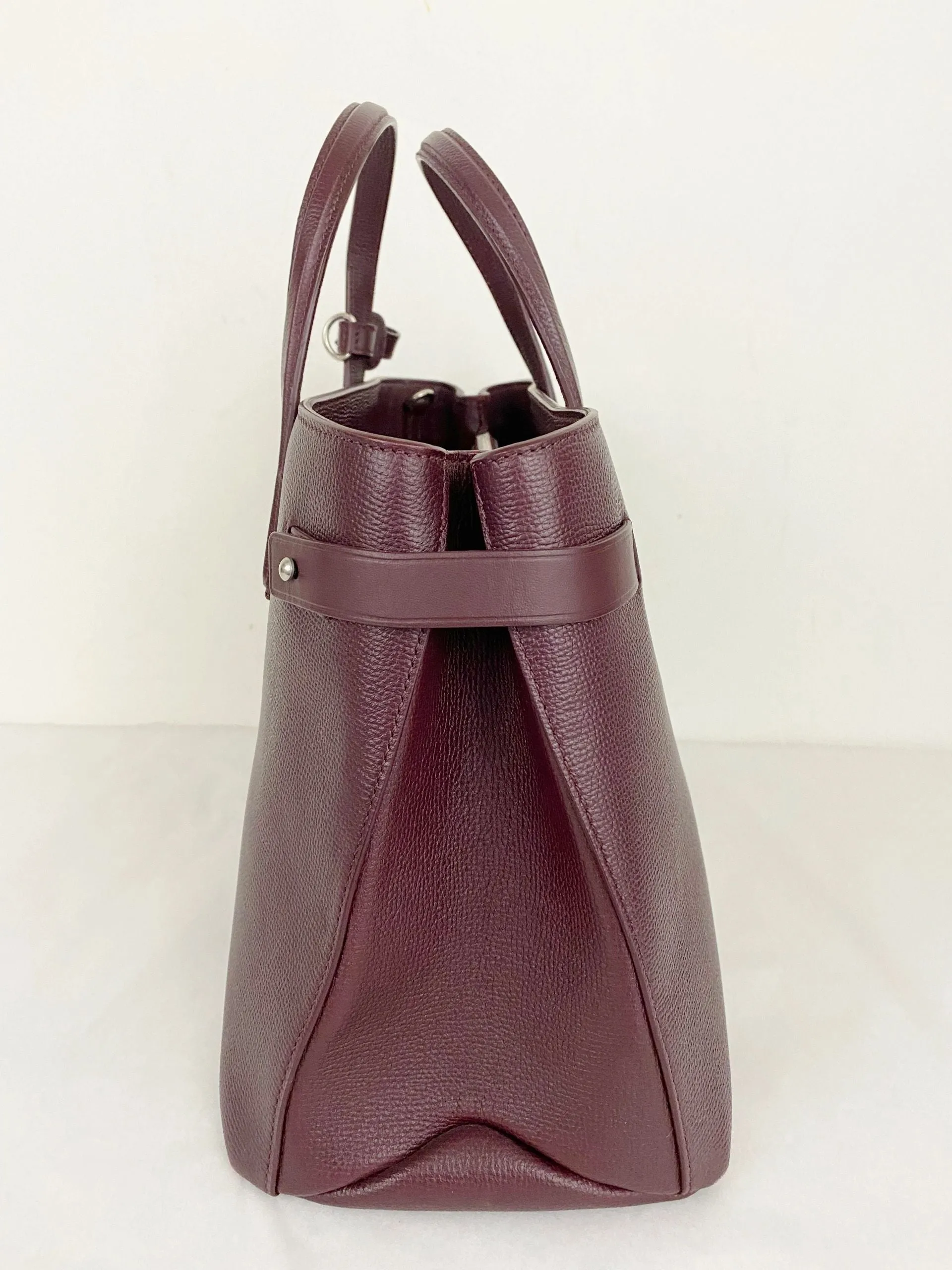 Leather Banner Tote W/ Check Strap