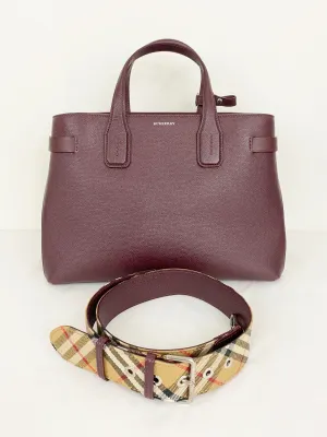 Leather Banner Tote W/ Check Strap