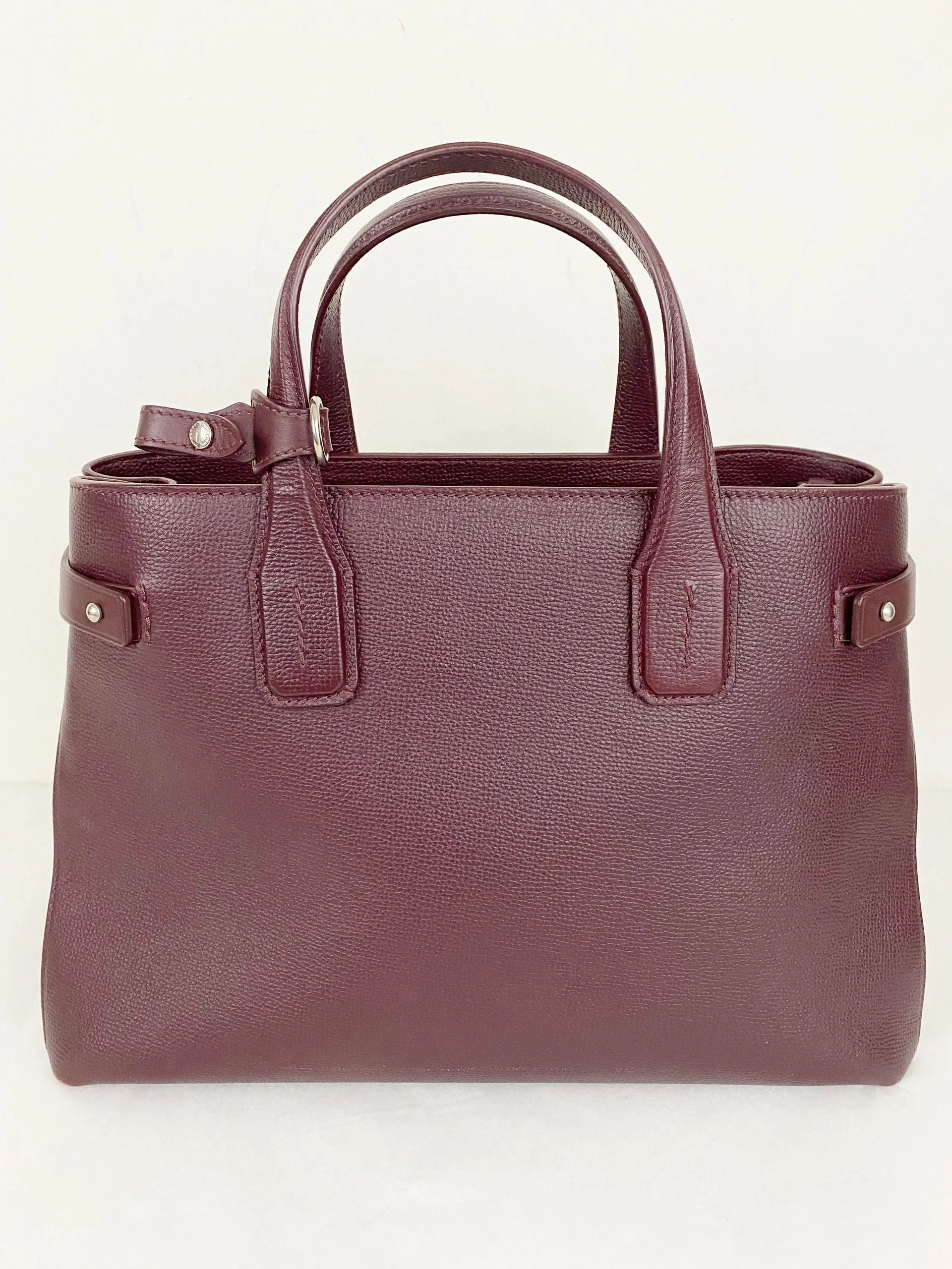 Leather Banner Tote W/ Check Strap