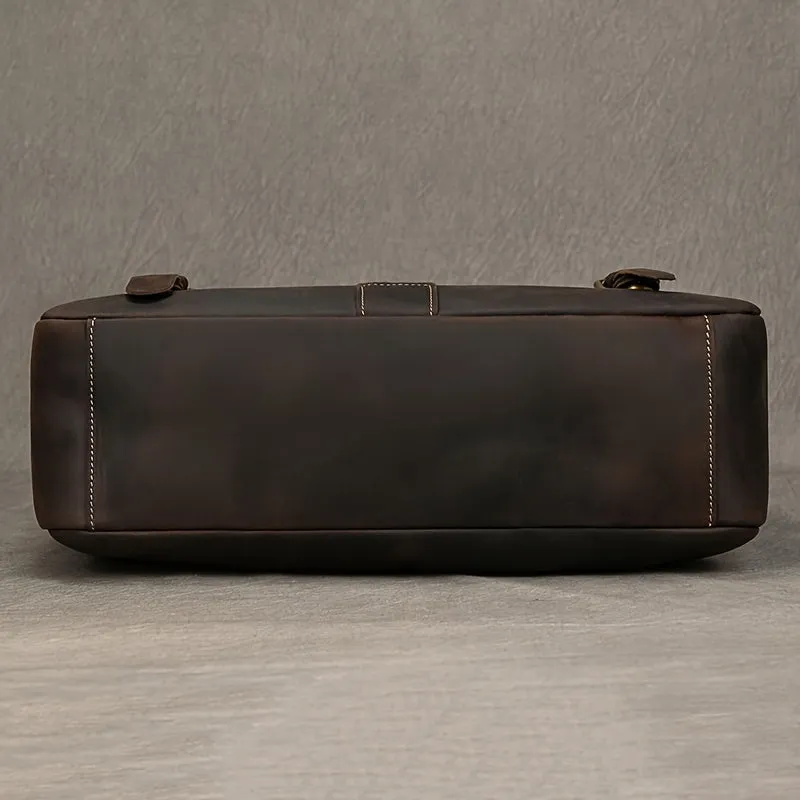 Leather Laptop Briefcase Cowhide Satchel Bag Father's Gift