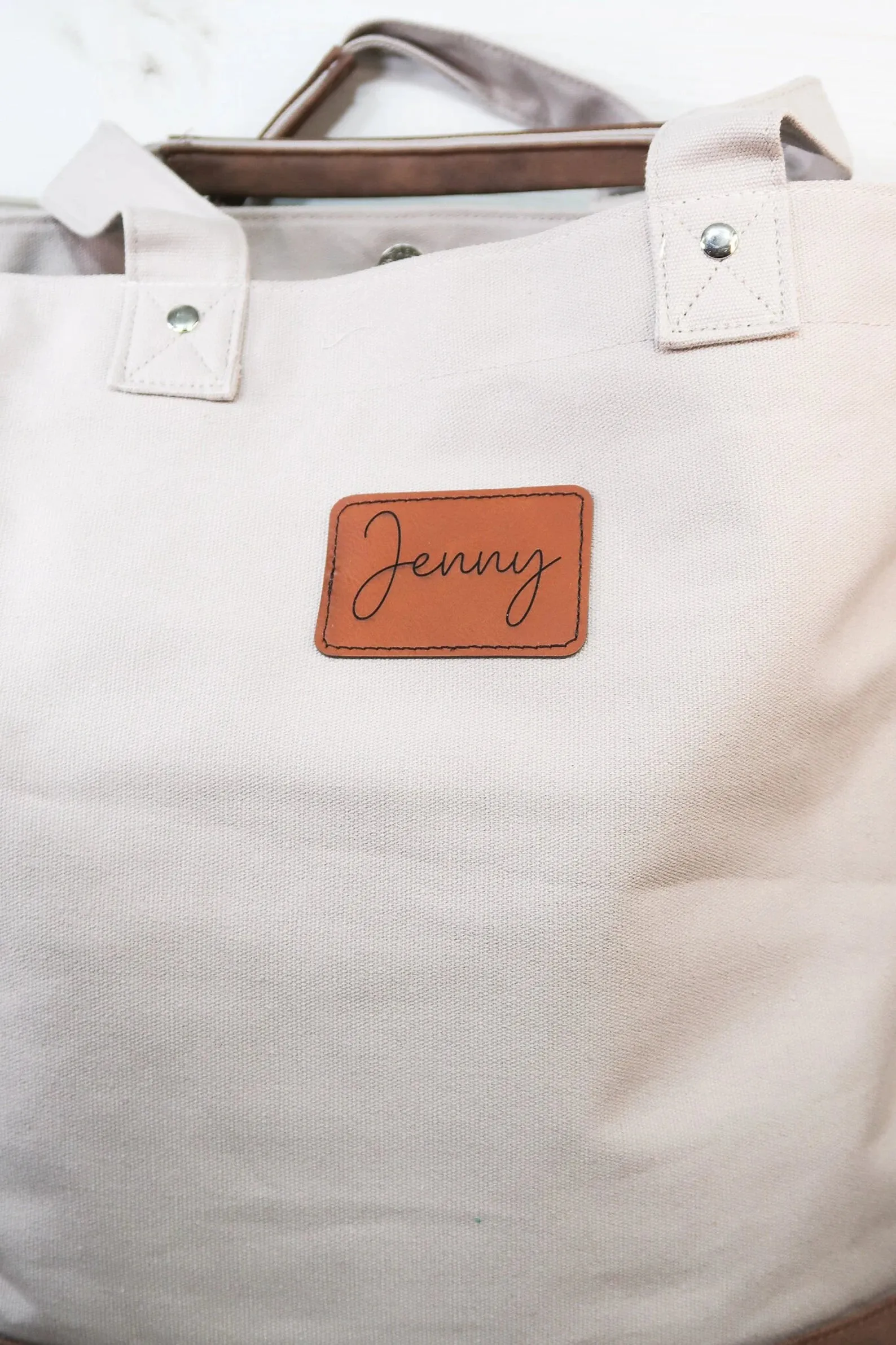 Leather Patch Tote Bag