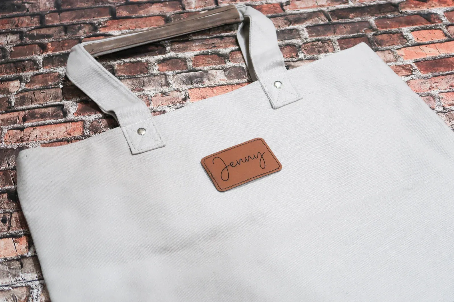 Leather Patch Tote Bag
