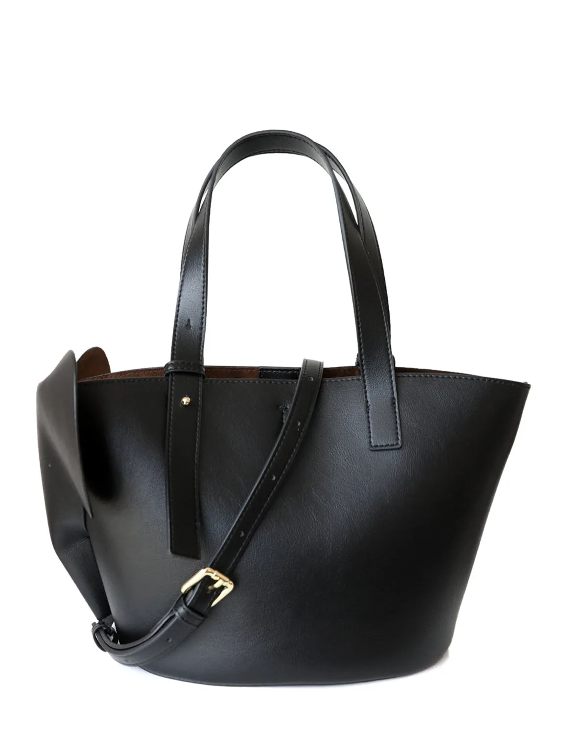 Leather Top Handle Elephant Embellishment Bucket Tote Bag Open-top Basket Shoulder Bag