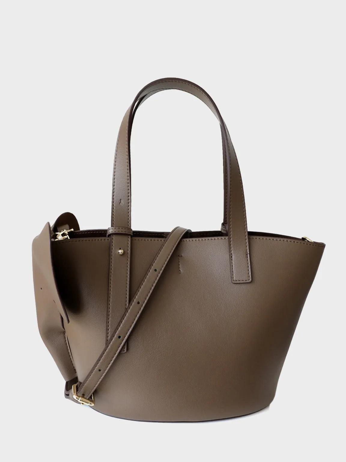 Leather Top Handle Elephant Embellishment Bucket Tote Bag Open-top Basket Shoulder Bag