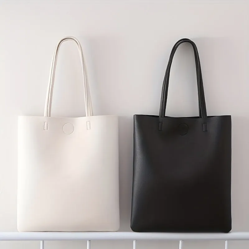 Leather Tote Bag Solid Handbag Shoulder Bags Large Capacity Bag