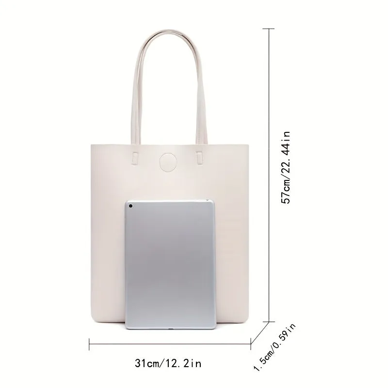 Leather Tote Bag Solid Handbag Shoulder Bags Large Capacity Bag