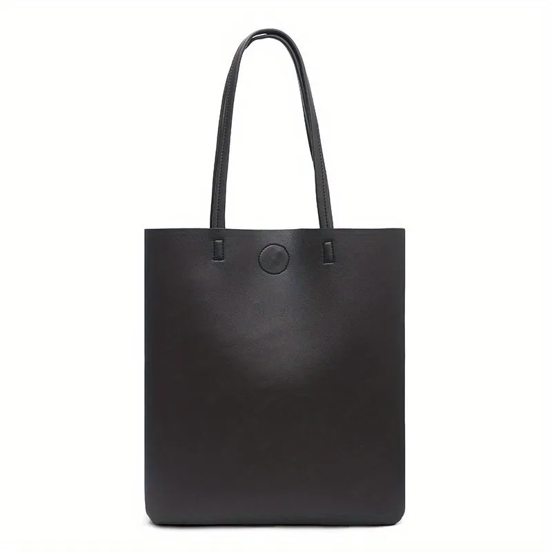 Leather Tote Bag Solid Handbag Shoulder Bags Large Capacity Bag