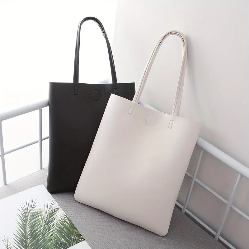Leather Tote Bag Solid Handbag Shoulder Bags Large Capacity Bag