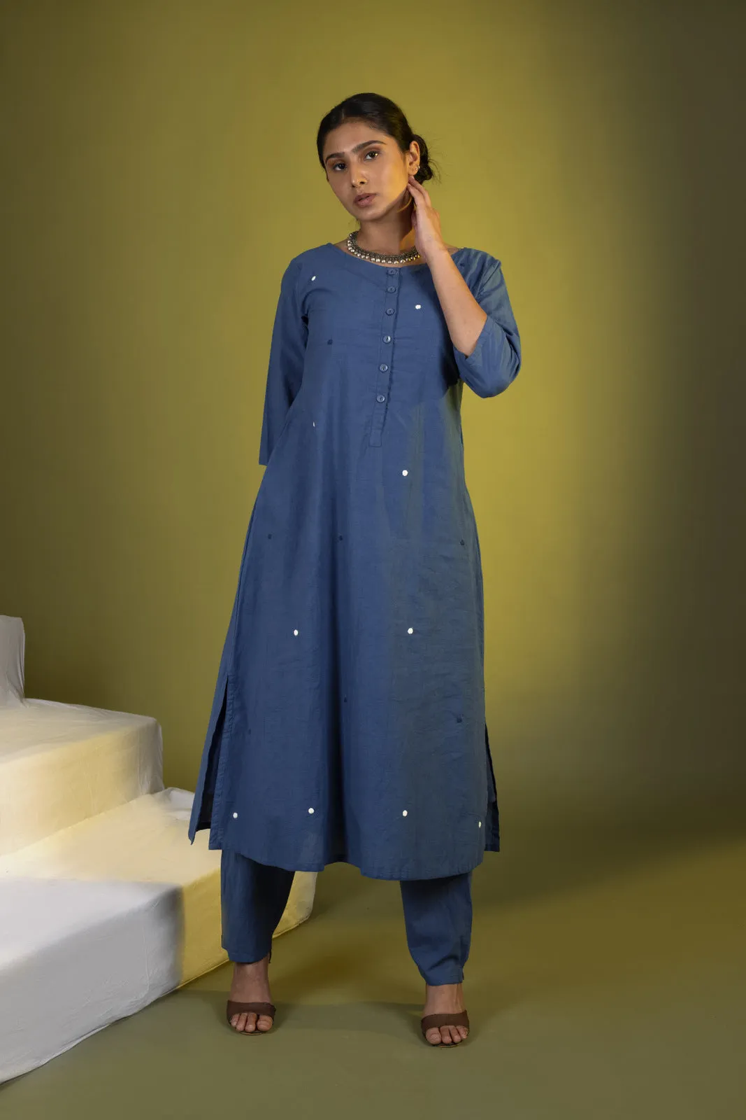 Light Indigo Co-ord Set with Dupatta