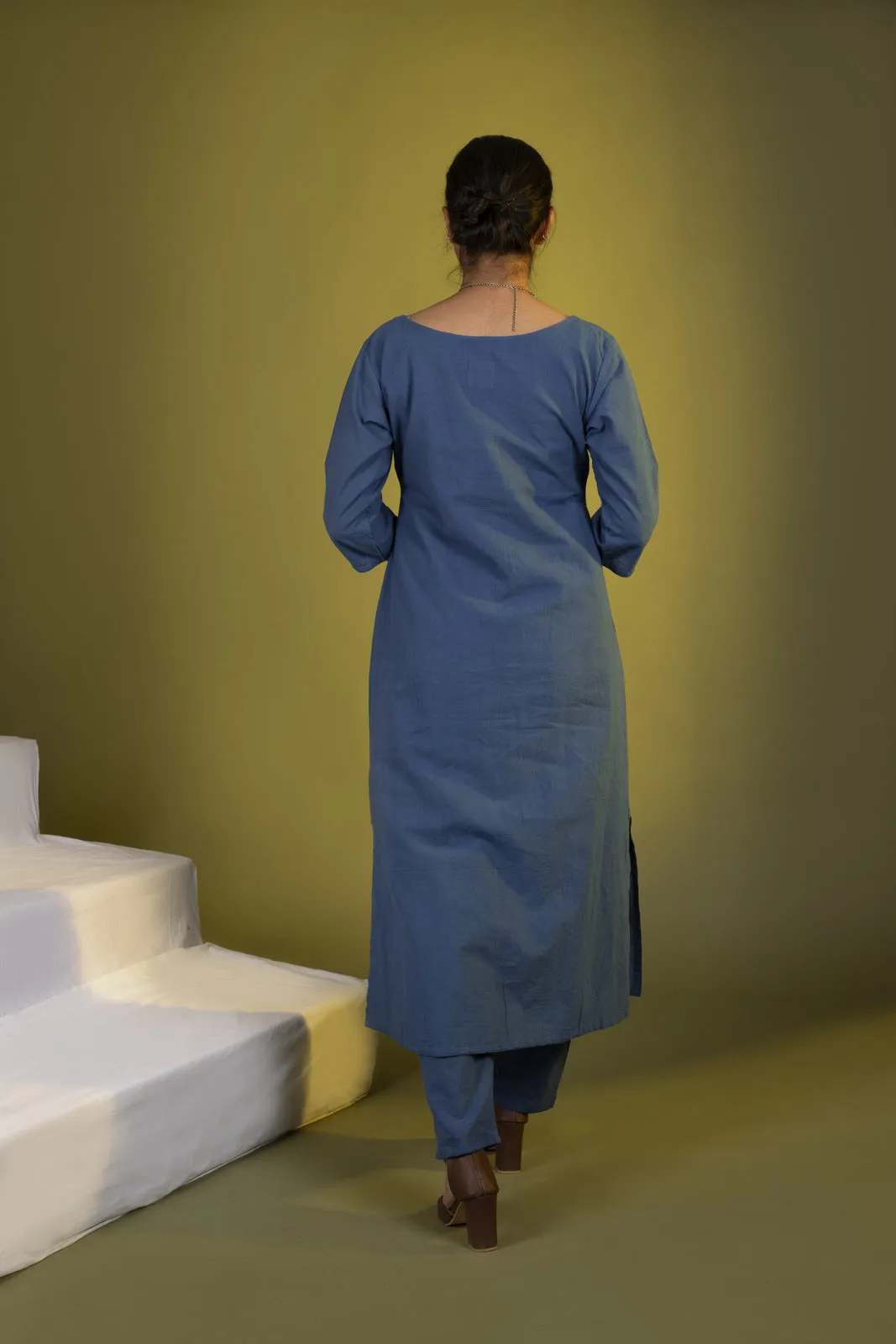 Light Indigo Co-ord Set with Dupatta