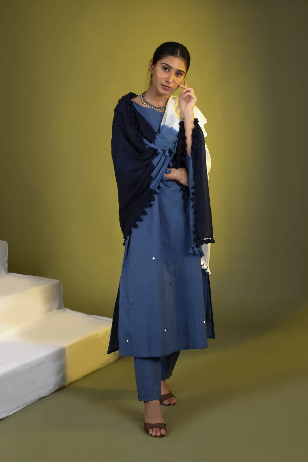 Light Indigo Co-ord Set with Dupatta