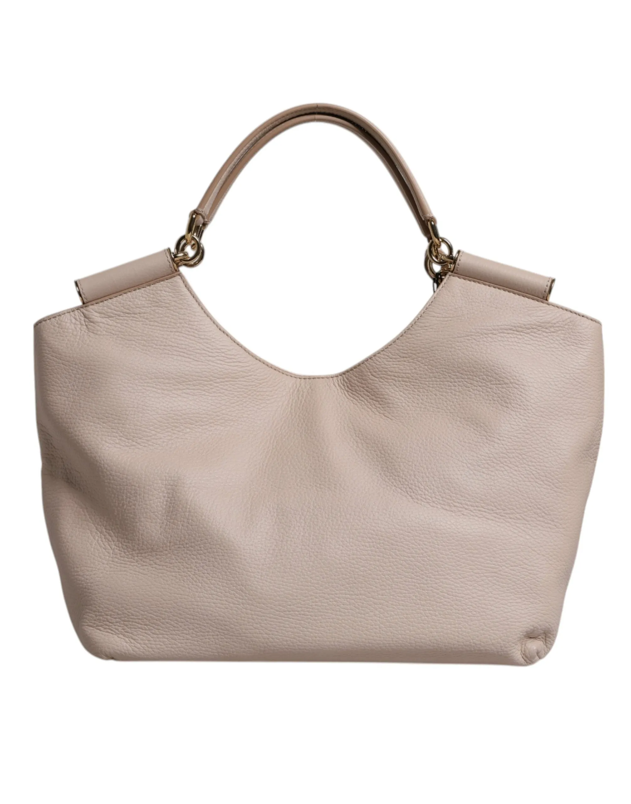 Light Pink Deer Leather Logo Plaque Tote Top Handle Bag