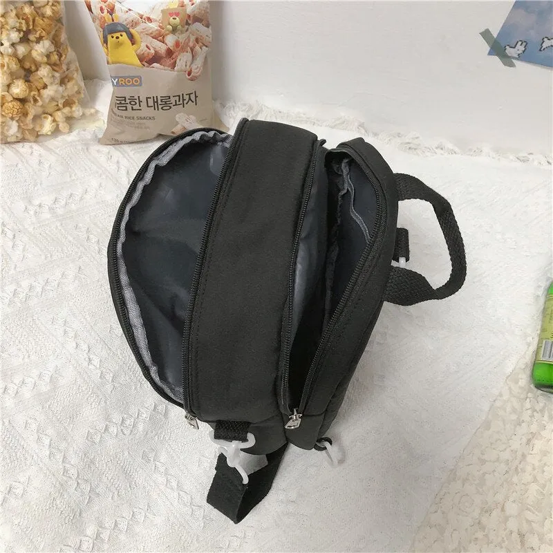 Literary Ribbon Lock Canvas Colorblock Satchel
