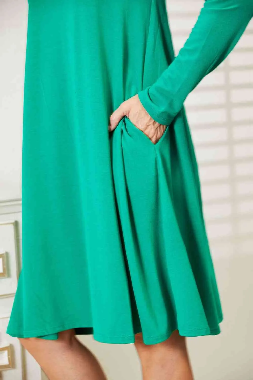 Livvy Full Size Long Sleeve Flare Dress with Pockets